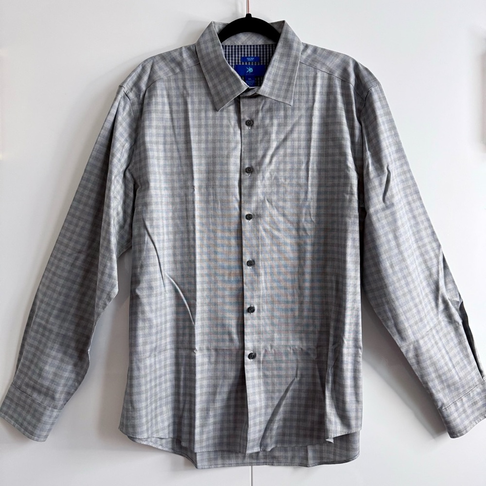 Egara Dress Shirt Blue and Gray Plaid